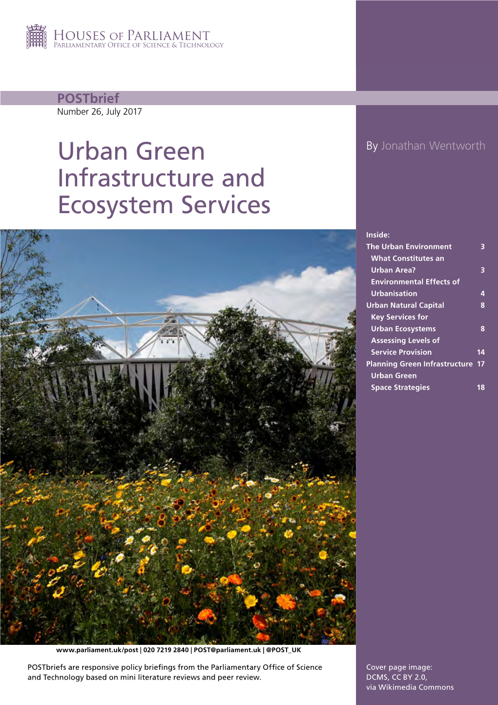 Urban Green Infrastructure and Ecosystem Services
