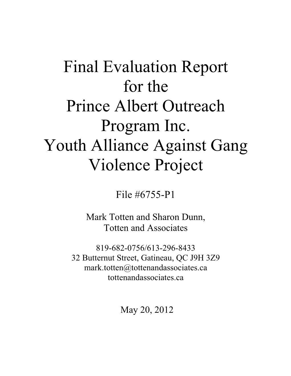 Draft Youth Gang Annual Plan Template
