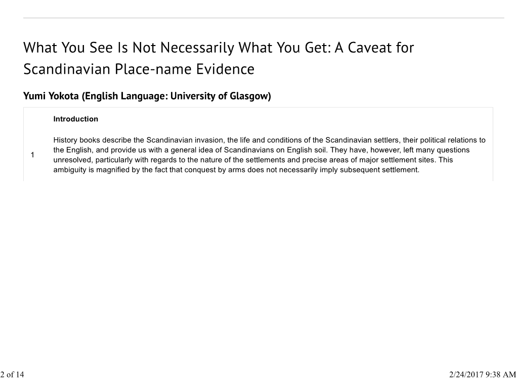 A Caveat for Scandinavian Place-Name Evidence