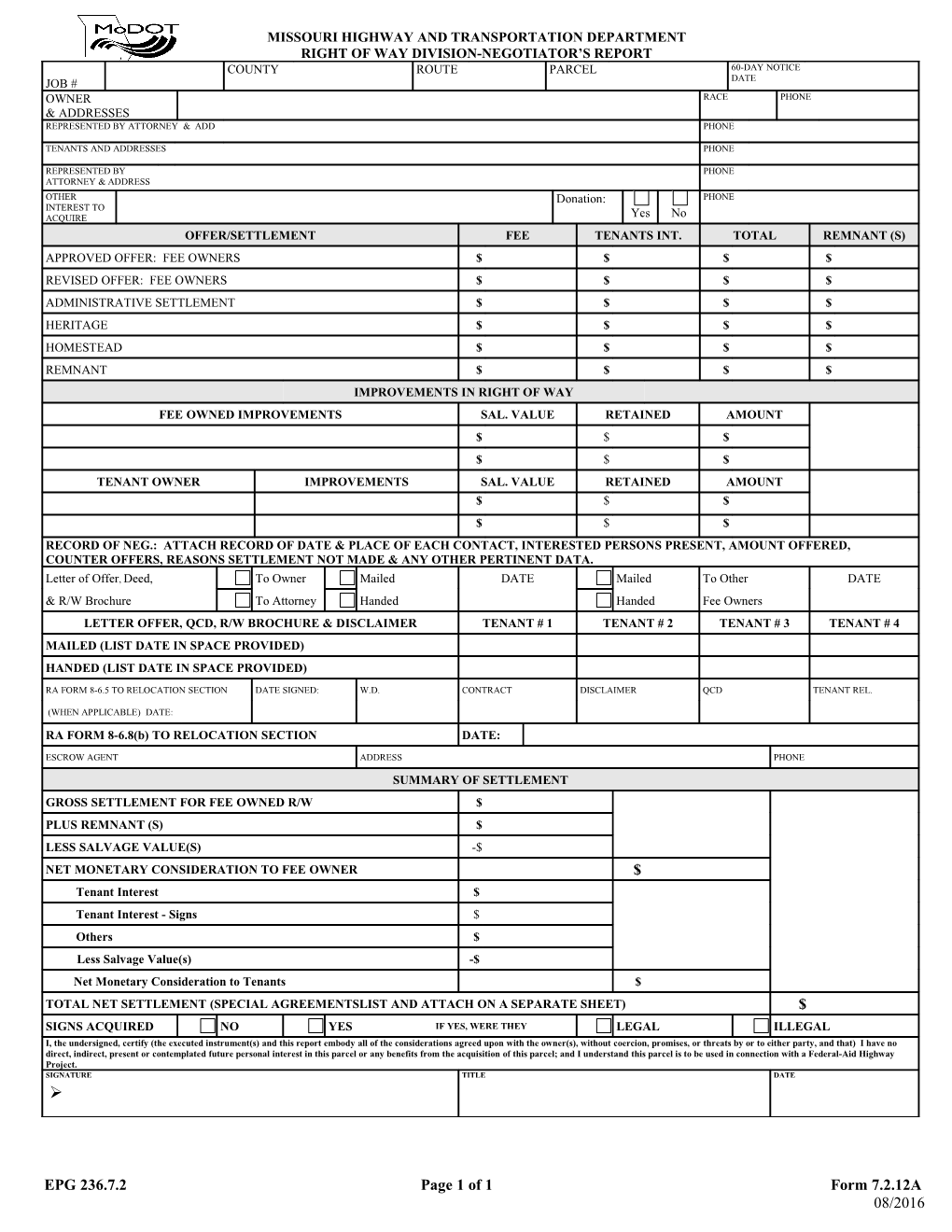 Missouri Highway and Transportation Department