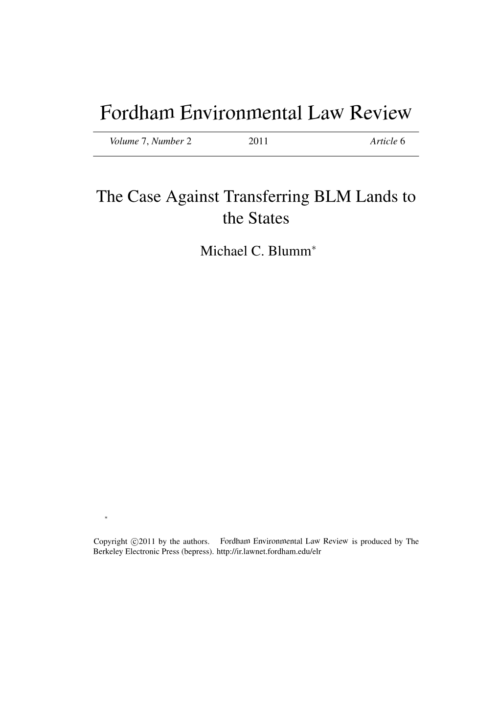 The Case Against Transferring BLM Lands to the States