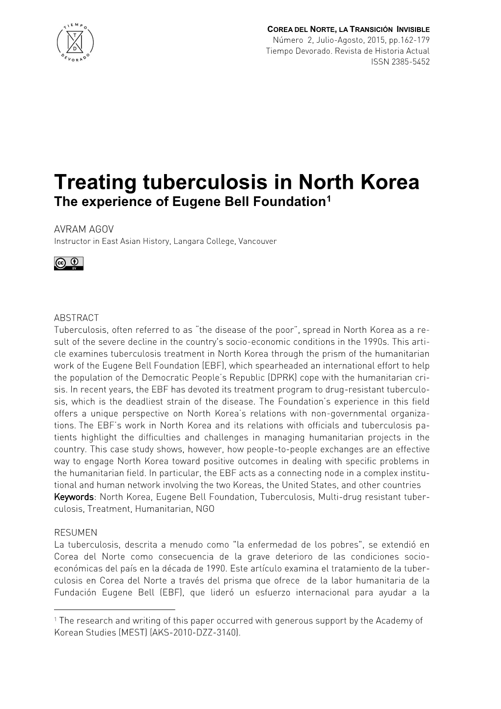 Treating Tuberculosis in North Korea the Experience of Eugene Bell Foundation1