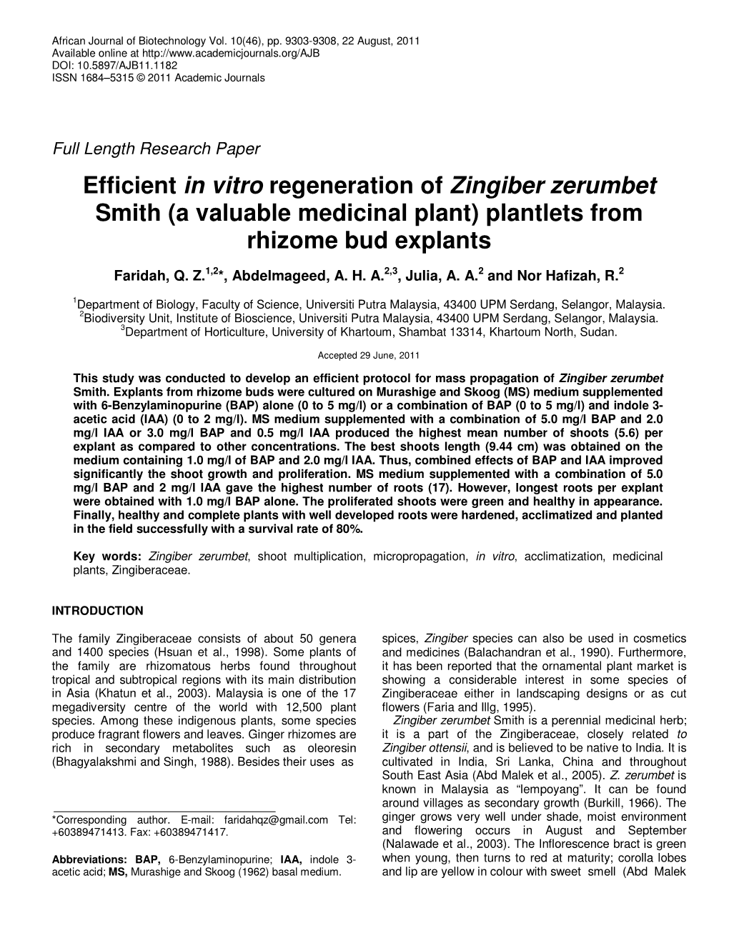 (A Valuable Medicinal Plant) Plantlets from Rhizome Bud Explants