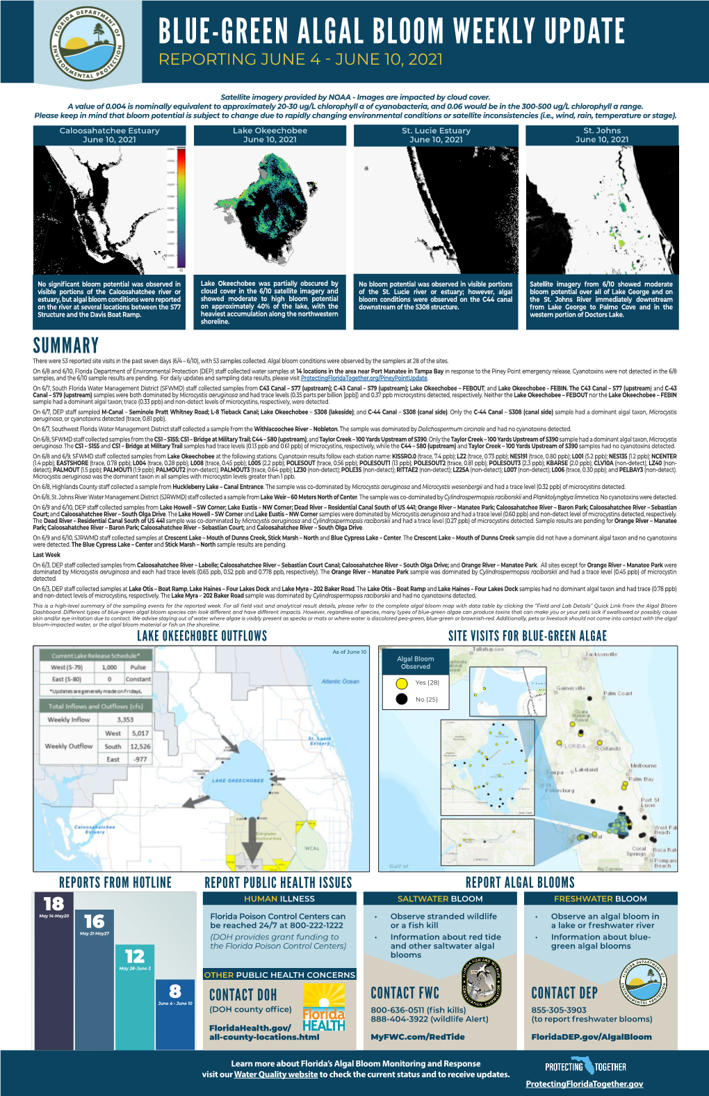 Blue-Green Algal Bloom Weekly Update Reporting June 4 - June 10, 2021