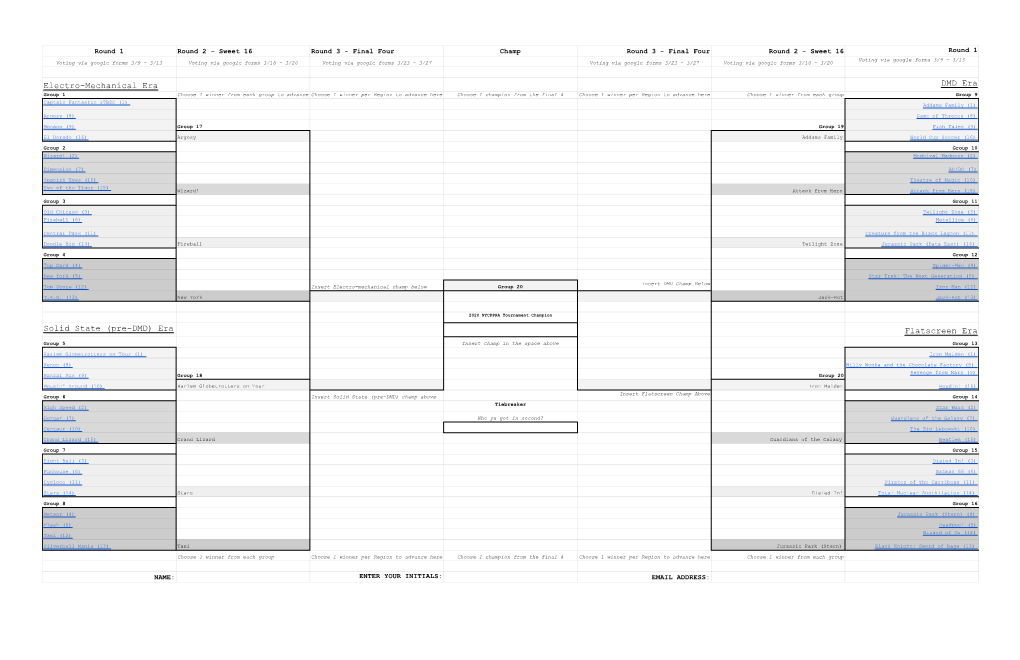 2020 NYCPPAA Tournament Results Bracket