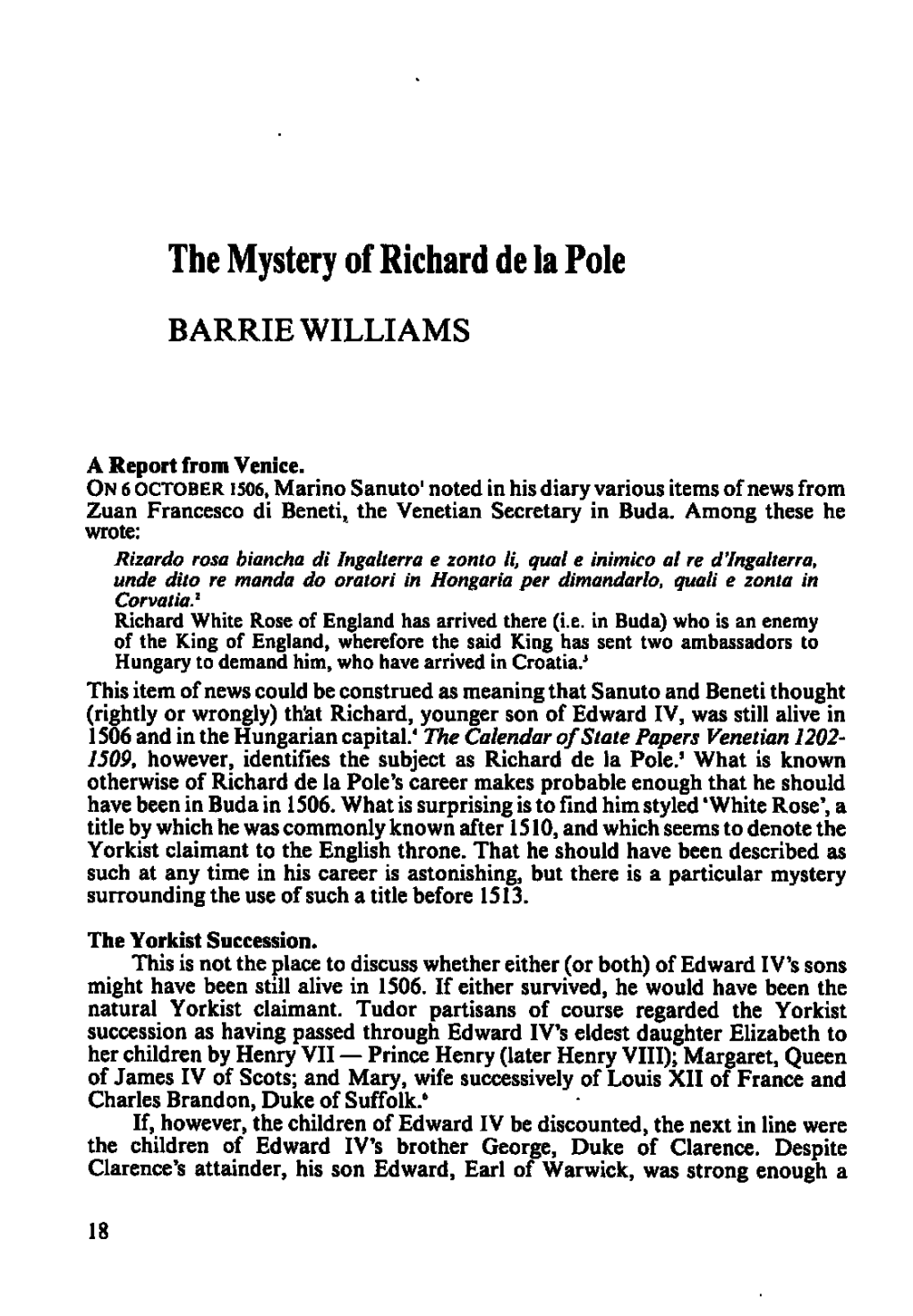 The Mystery of Richardde La Pole
