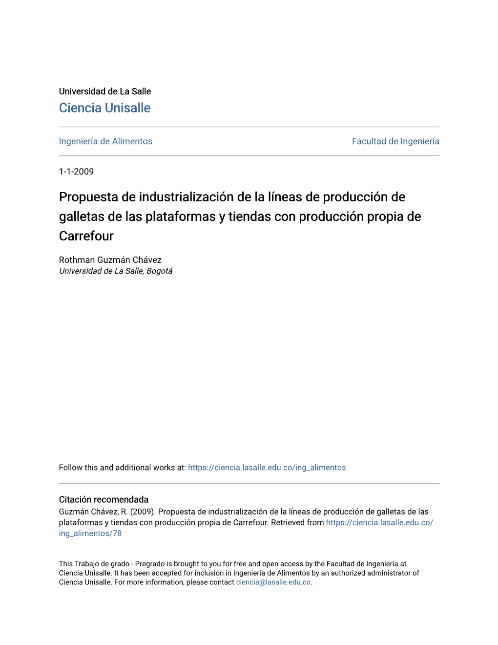 Propuesta De Industrialización De La Líneas De Producción De Galletas De Las Plataformas Y Tiendas Con Producción Propia De Carrefour