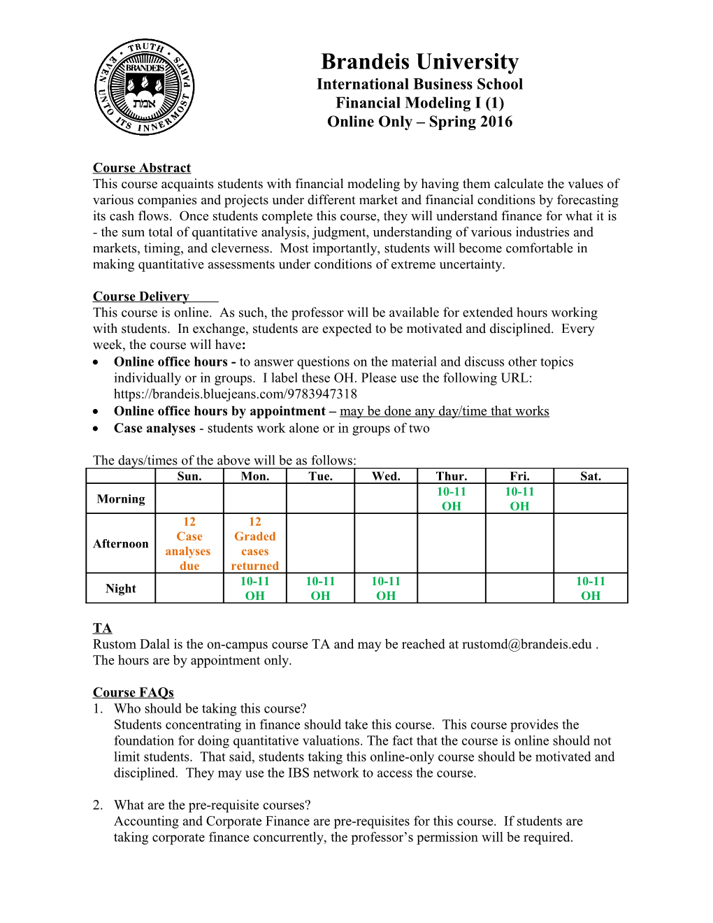 Course Abstract