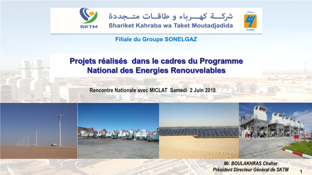 Projets Réalisés Dans Le Cadre Du Programme National Des Énergies