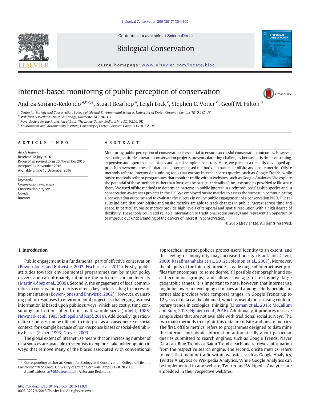 Internet-Based Monitoring of Public Perception of Conservation