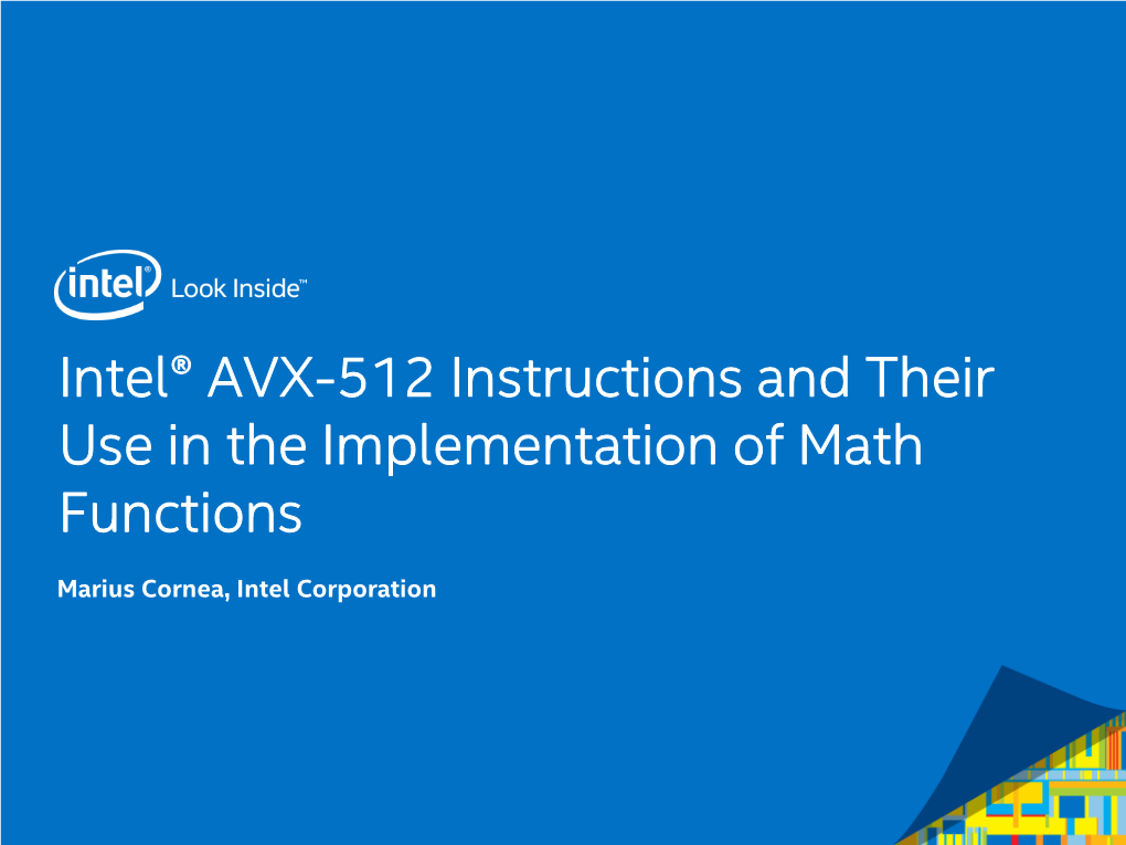 Intel® AVX-512 Instructions and Their Use in the Implementation of Math Functions