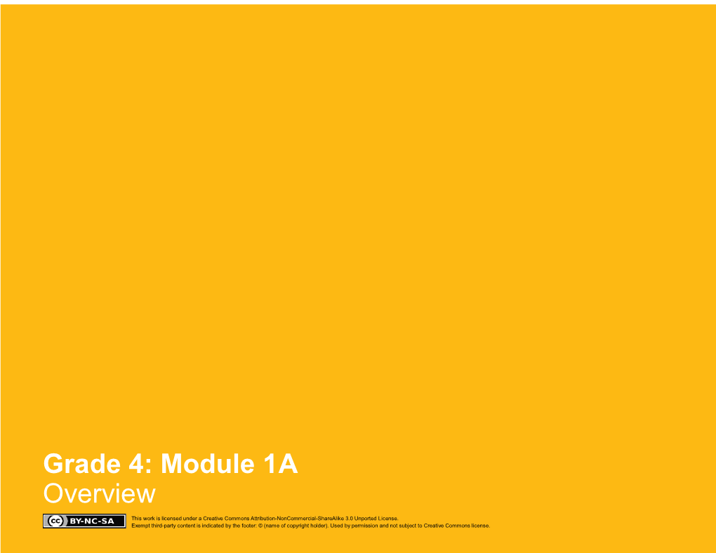 Grade 4: Module 1A Overview