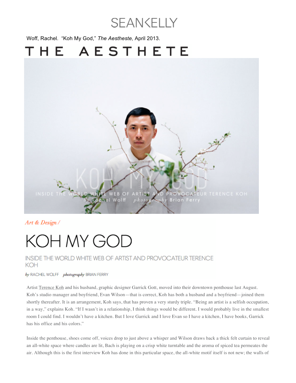 Koh My God,” the Aestheste, April 2013