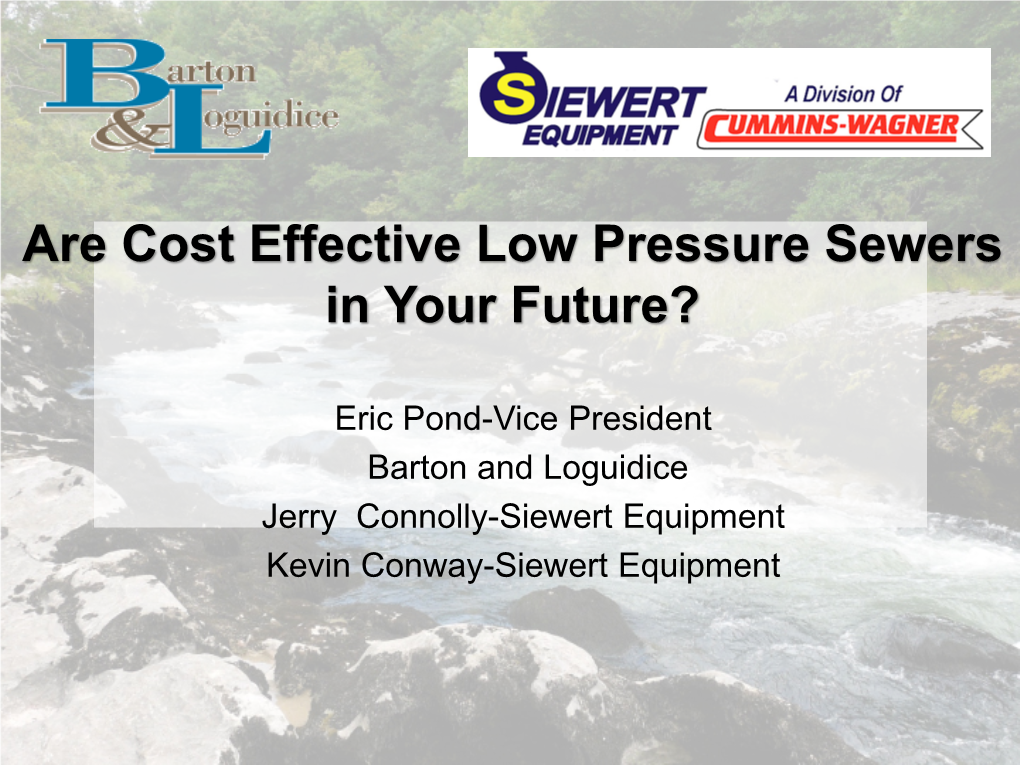 Are Cost Effective Low Pressure Sewers in Your Future?