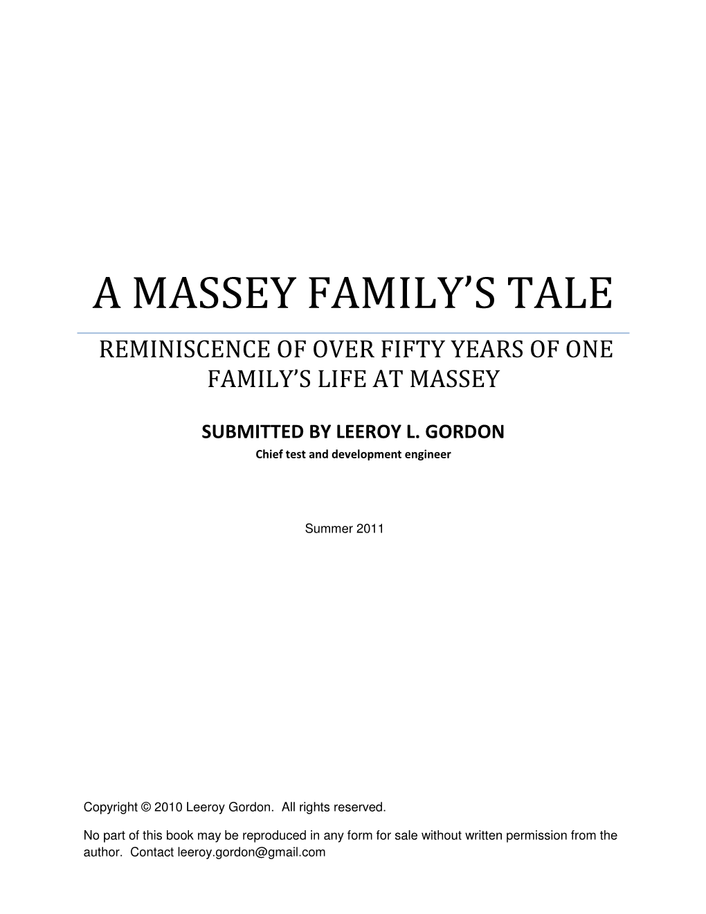 A Massey Family's Tale