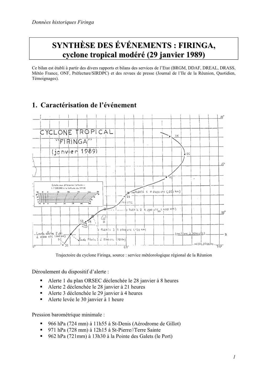 FIRINGA, Cyclone Tropical Modéré (29 Janvier 1989)