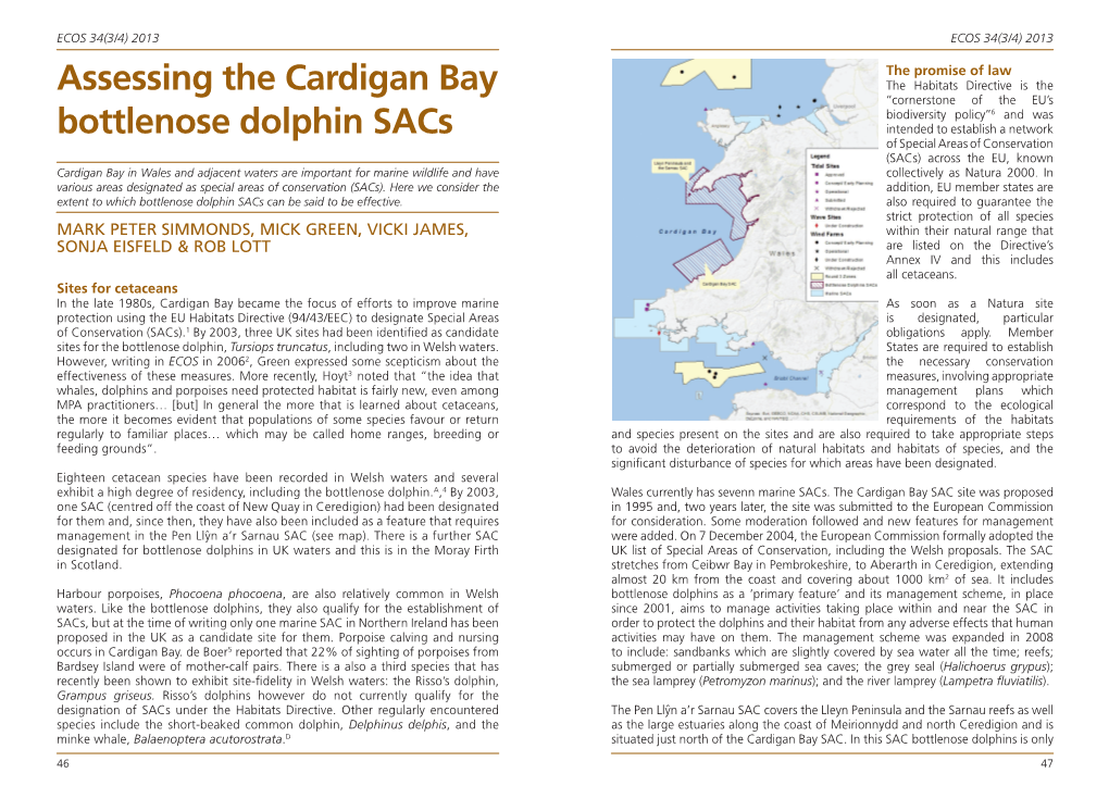 Assessing the Cardigan Bay Bottlenose Dolphin Sacs