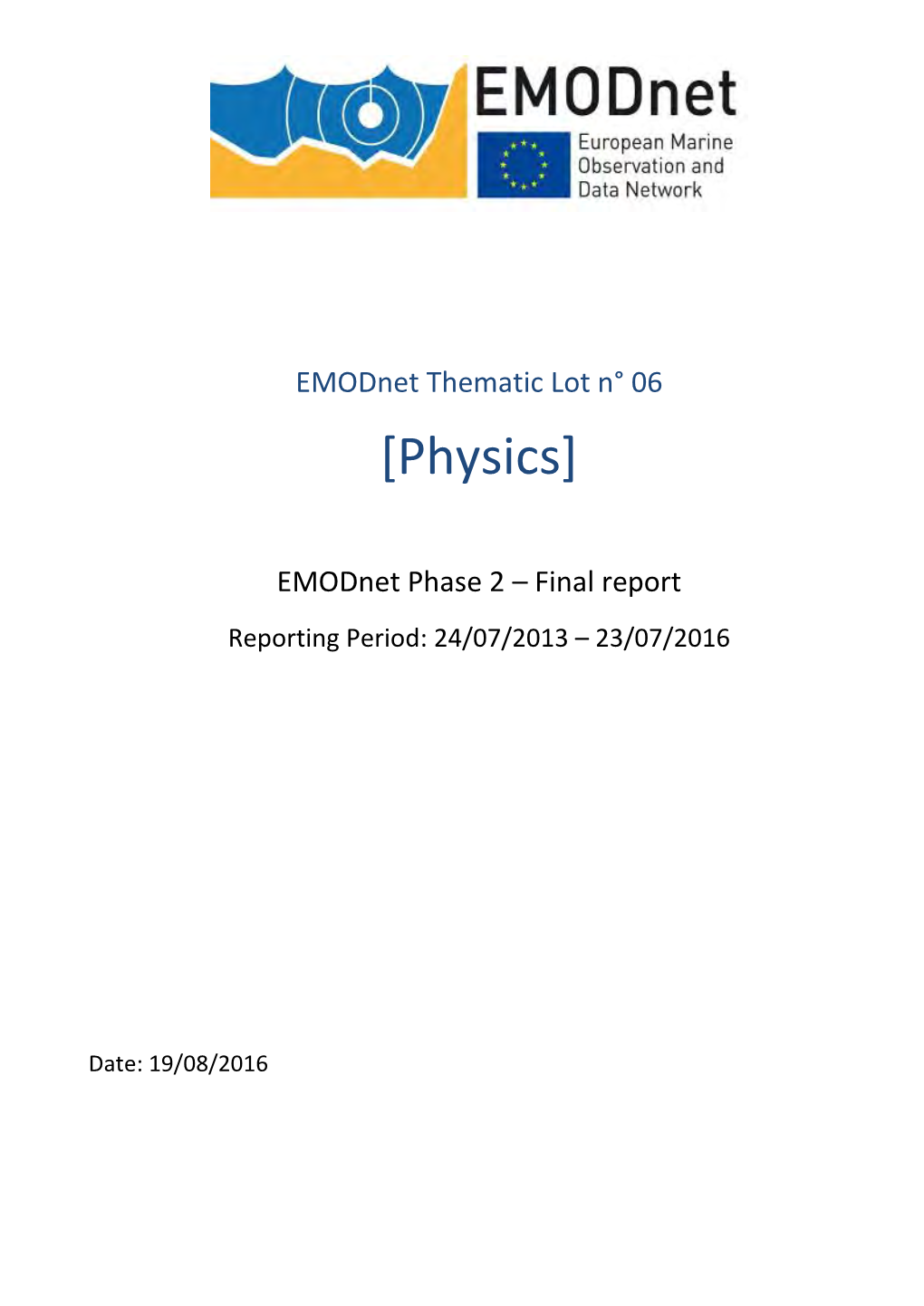 Emodnet Physics Phase-2 Report 2016