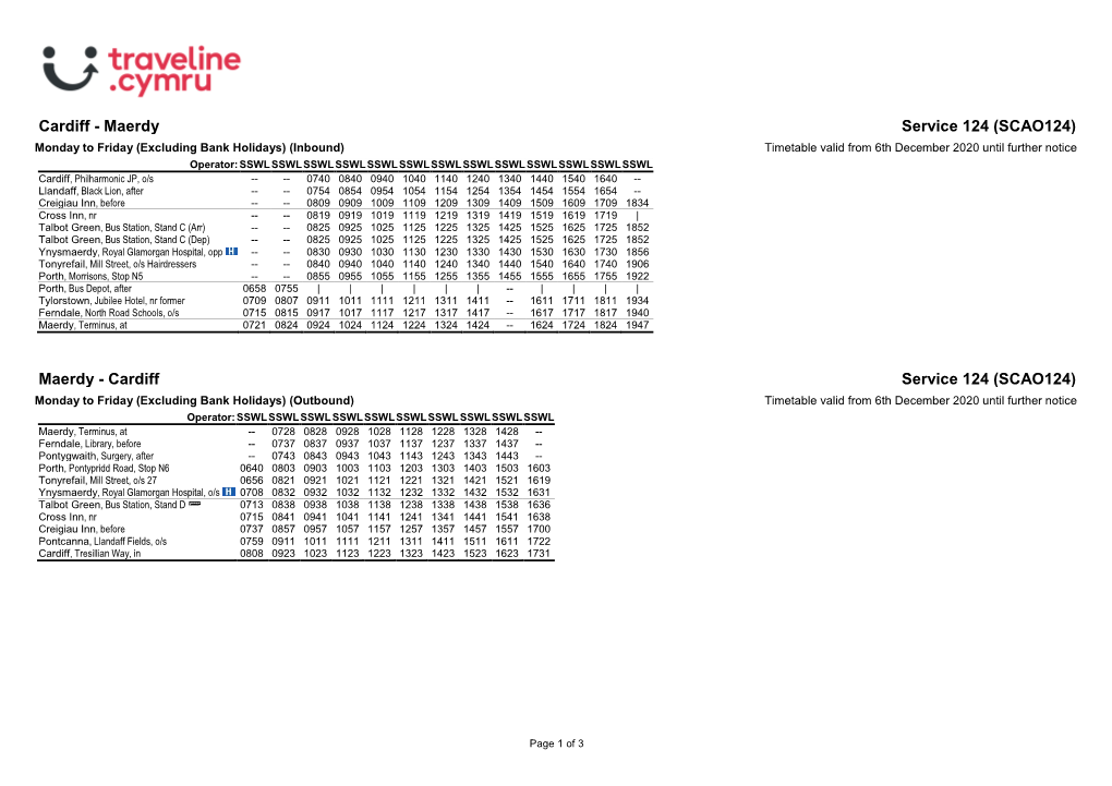 Timetable 124SCA8