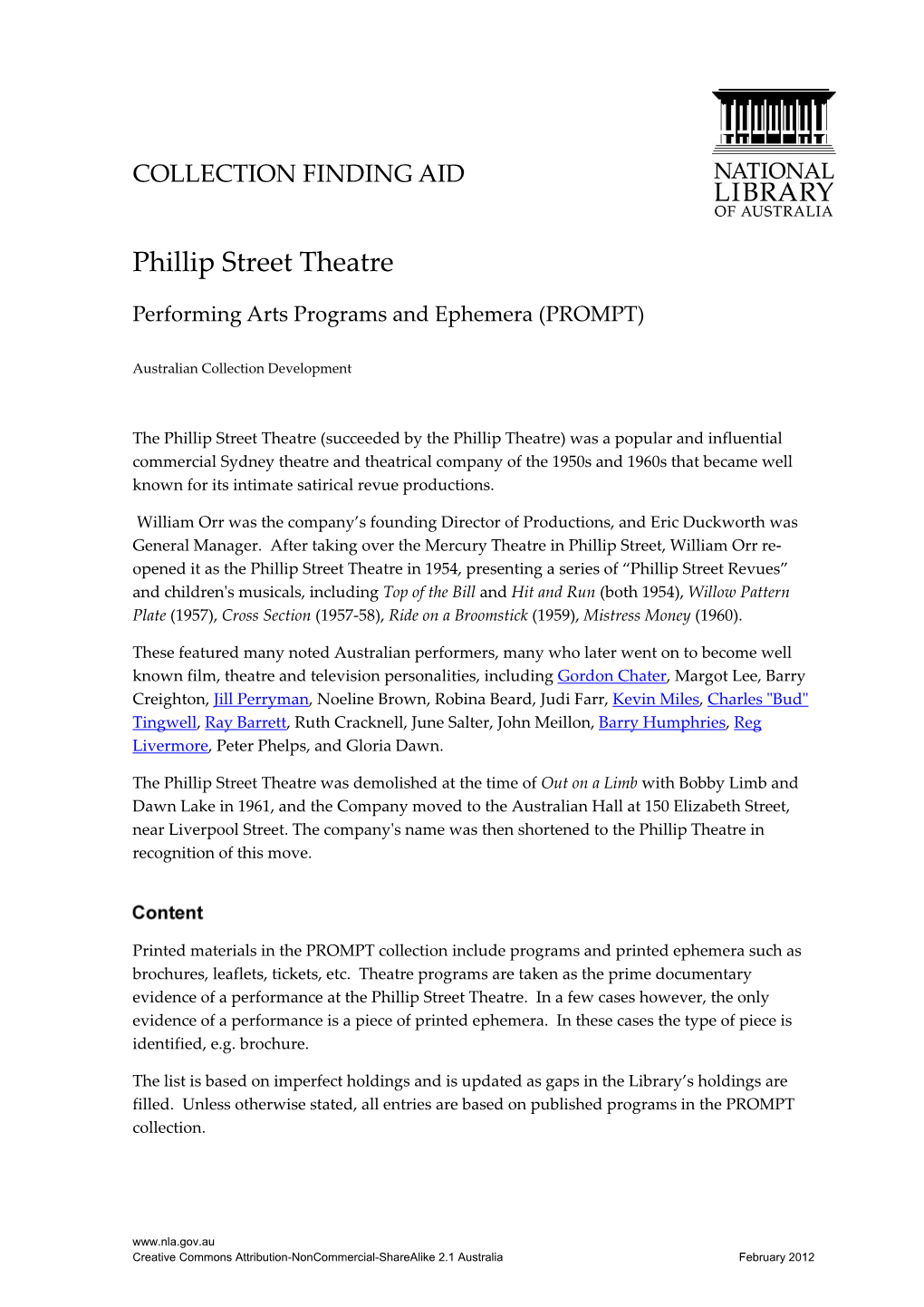Prompt – Phillip Street Theatre