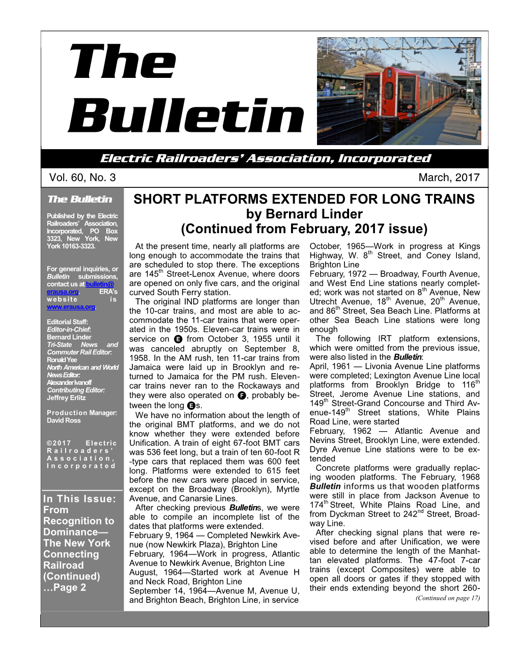 The Bulletin SHORT PLATFORMS EXTENDED for LONG TRAINS