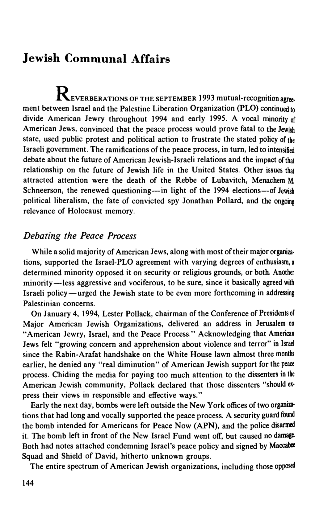 Jewish Communal Affairs