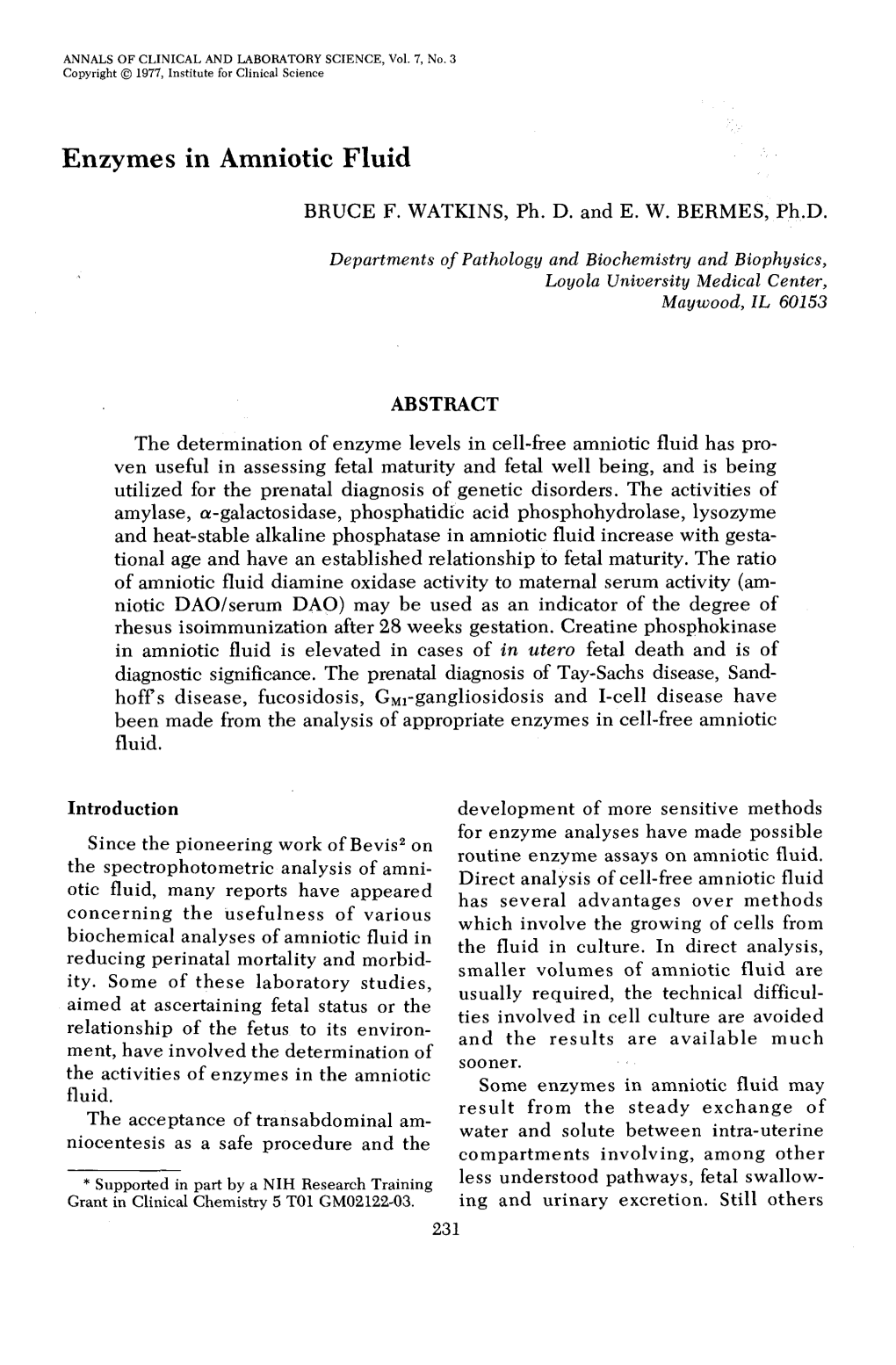 Enzymes in Amniotic Fluid