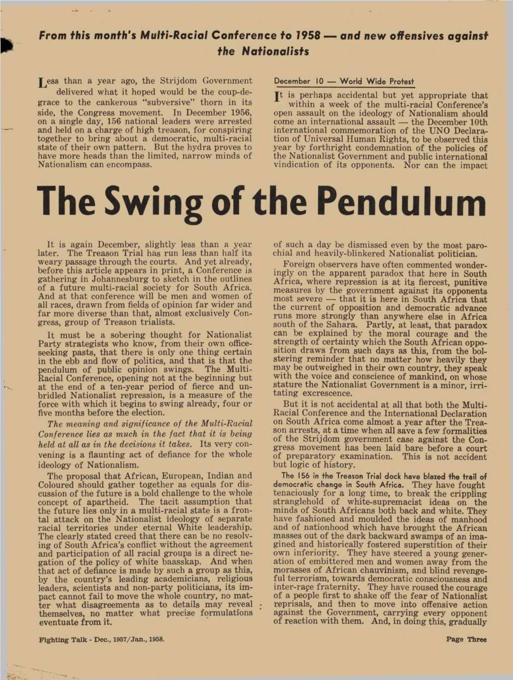 The Swing of the Pendulum