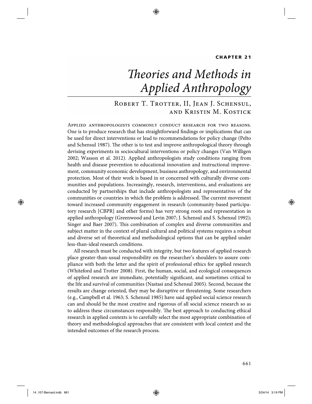 Theories and Methods in Applied Anthropology