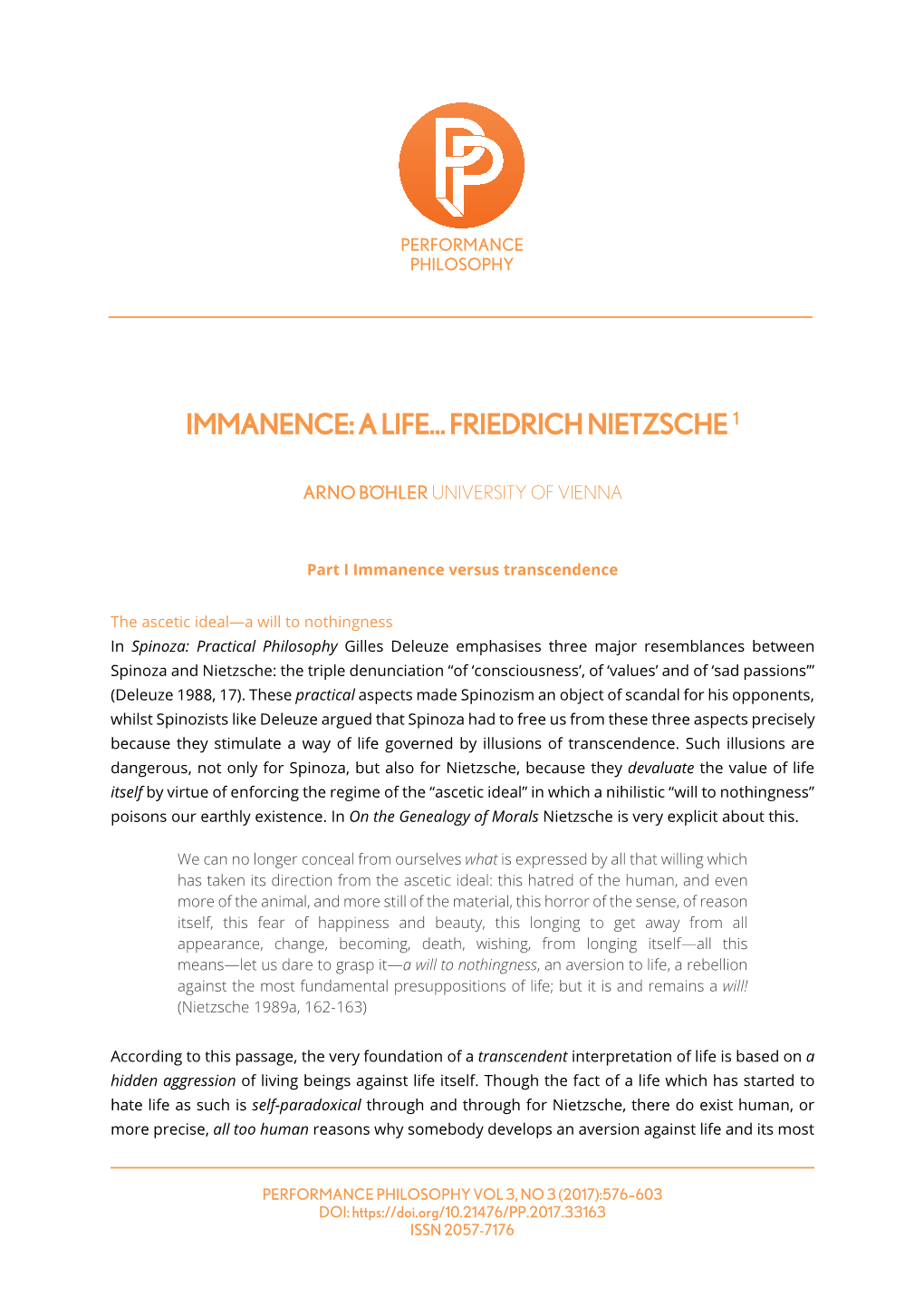 Immanence: a Life… Friedrich Nietzsche 1