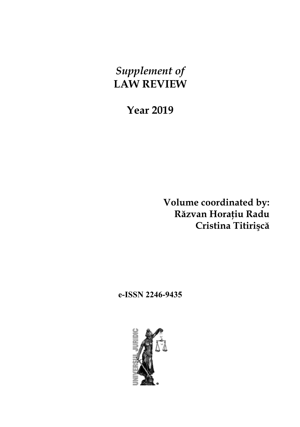 Supplement of LAW REVIEW Year 2019