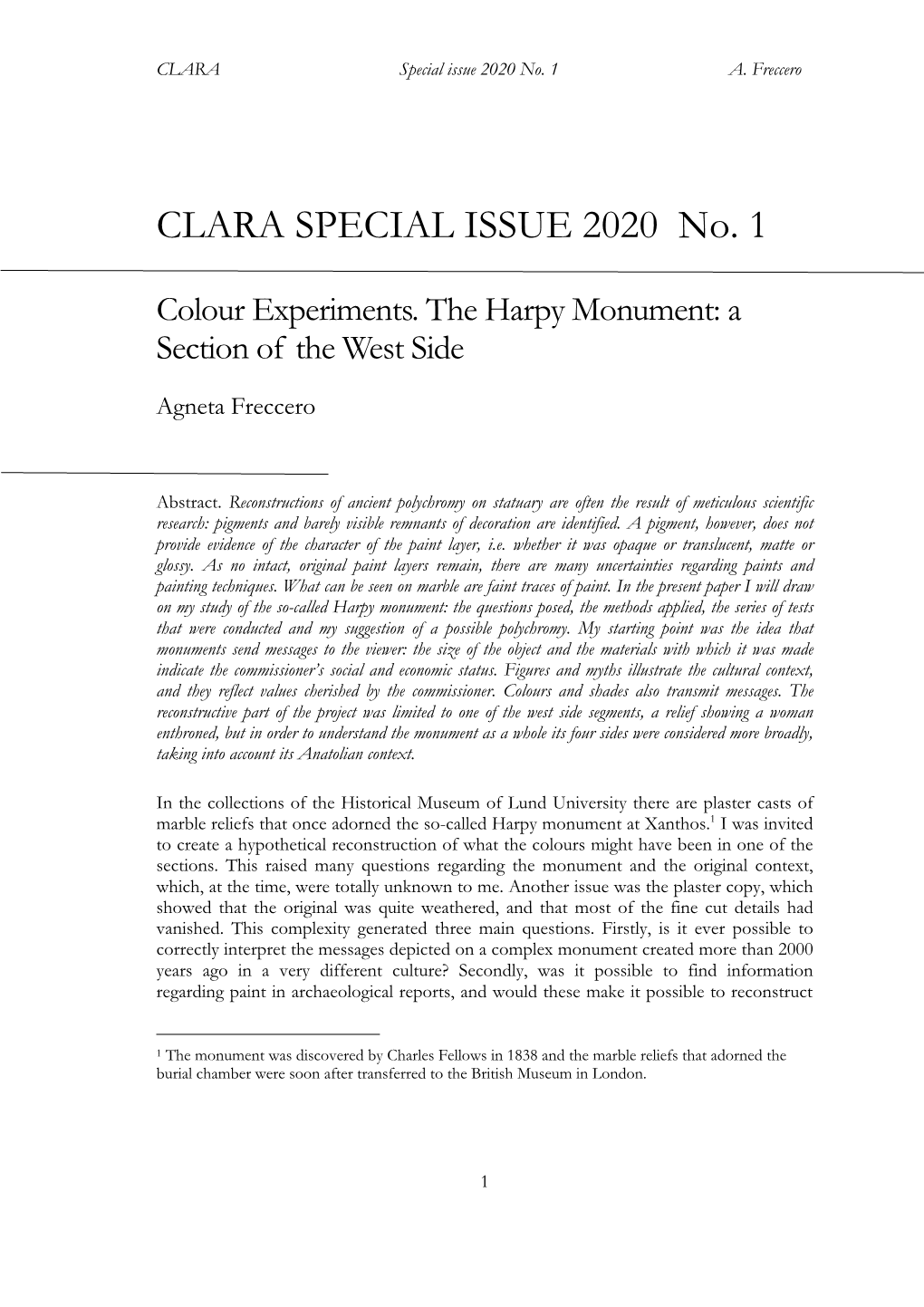 CLARA Special Issue 2020 No. 1 A