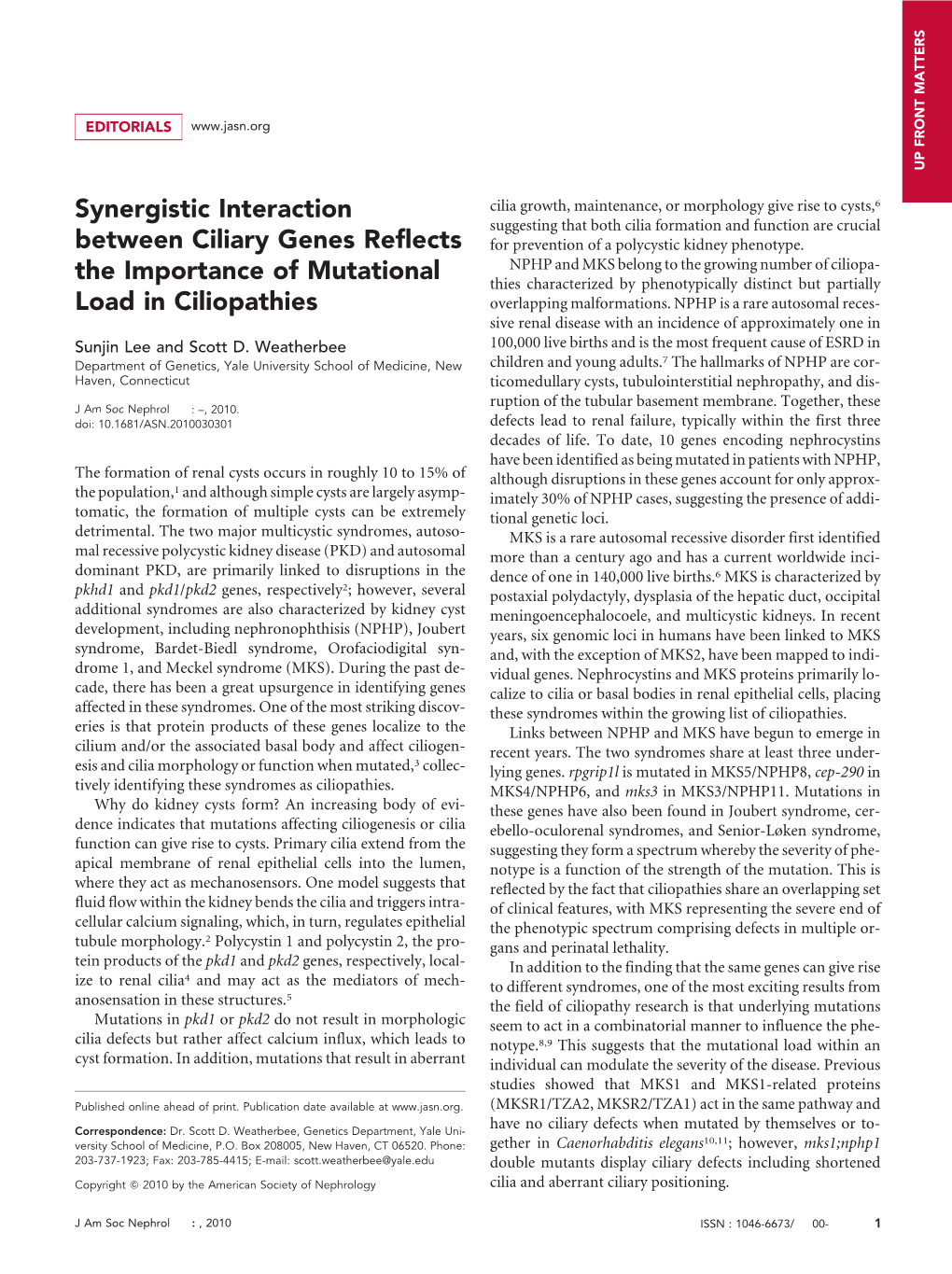 Synergistic Interaction Between Ciliary Genes Reflects the Importance of Mutational Load in Ciliopathies