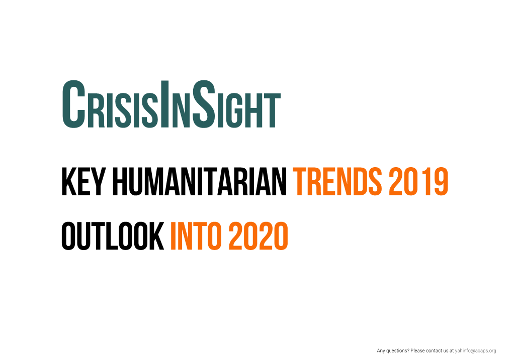 Key Humanitarian Trends 2019 Outlookinto 2020