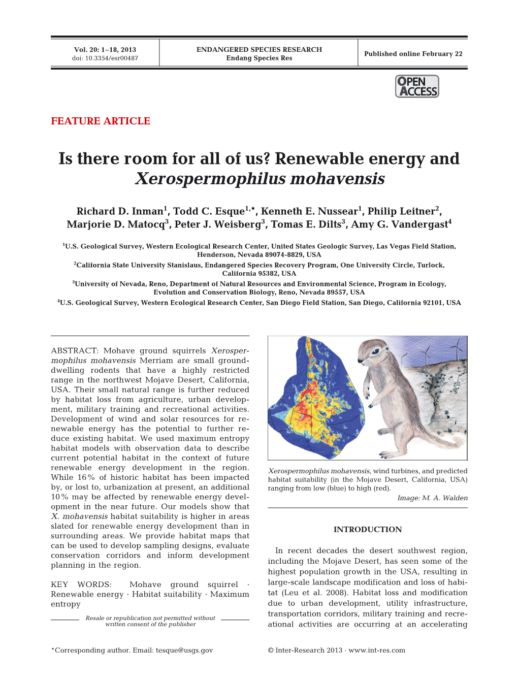 Renewable Energy and Xerospermophilus Mohavensis