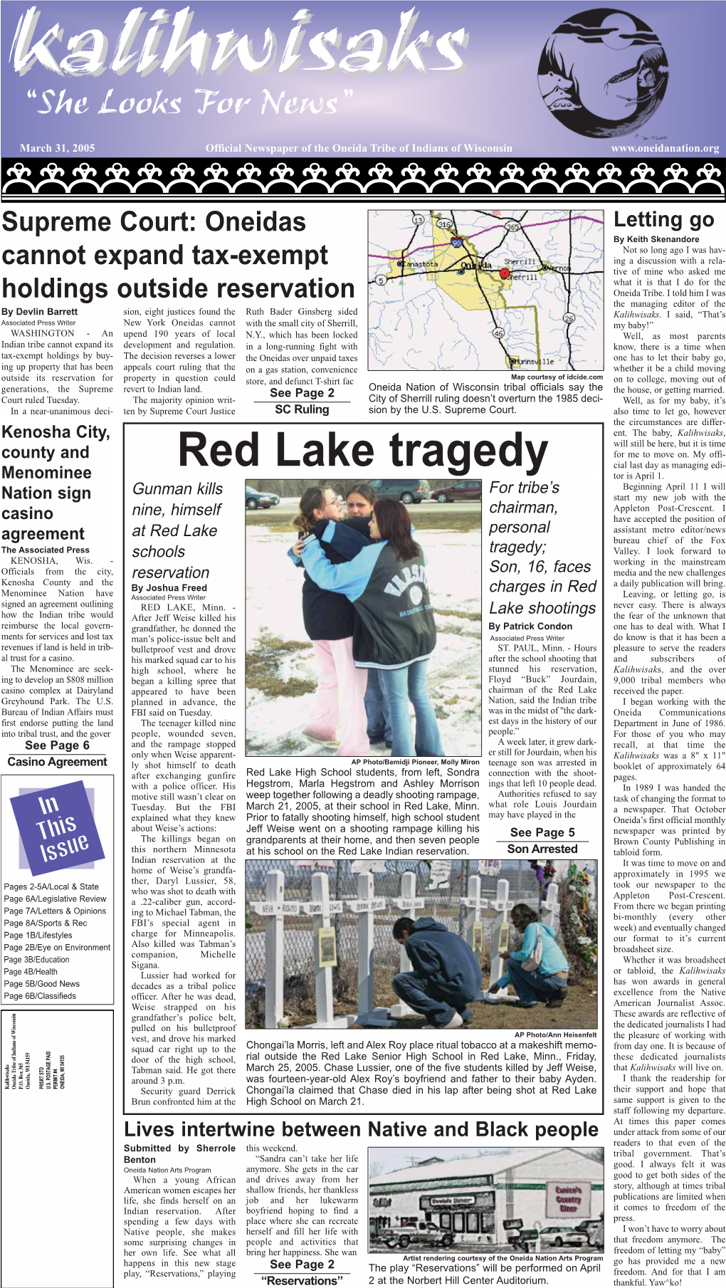 March 31, 2005 Official Newspaper of the Oneida Tribe of Indians of Wisconsin