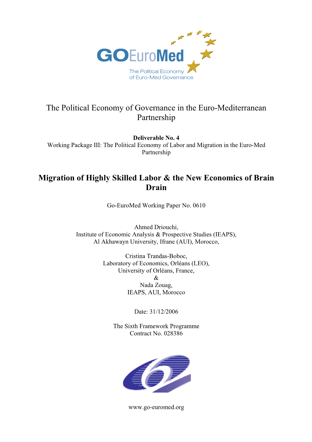 The Political Economy of Governance in the Euro-Mediterranean Partnership