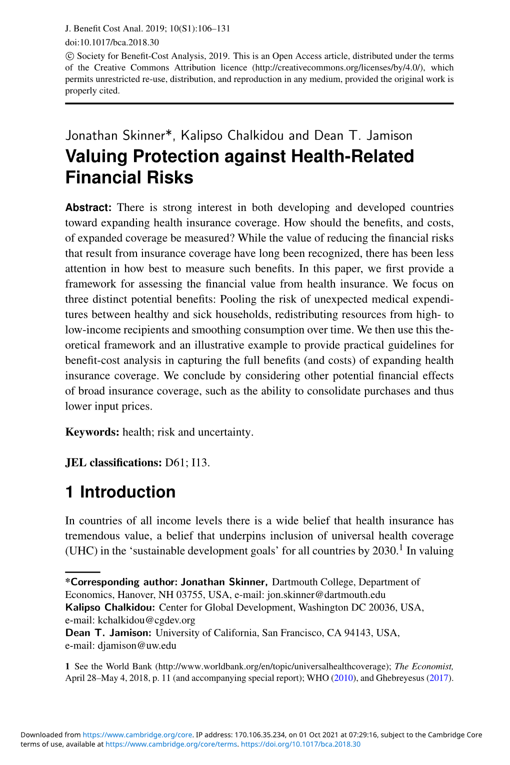 Valuing Protection Against Health-Related Financial Risks
