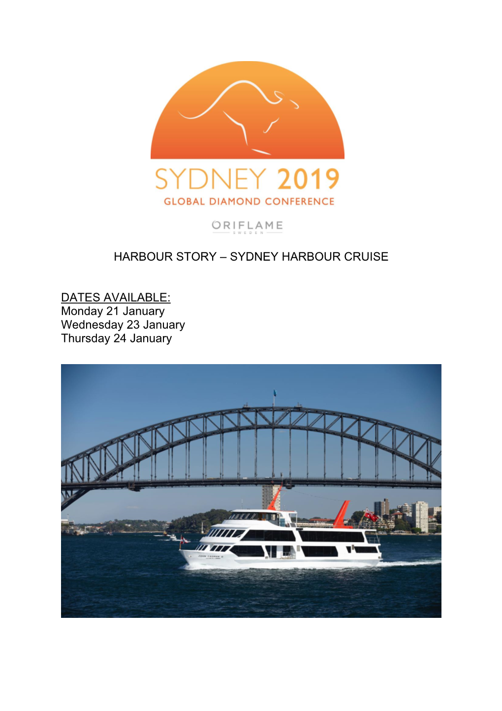 Harbour Story – Sydney Harbour Cruise Dates