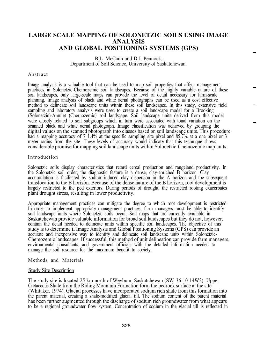 1995 Large Scale Mapping of Solonetzic Soils Using