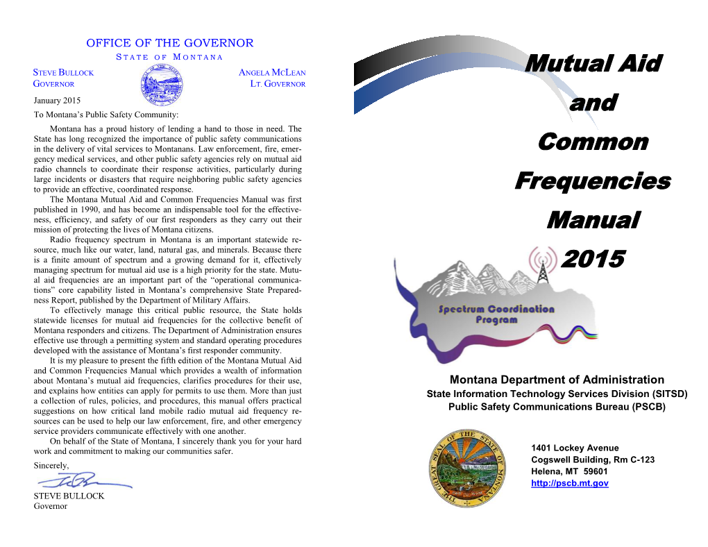 Montana Mutual Aid and Common Frequencies Manual 2015