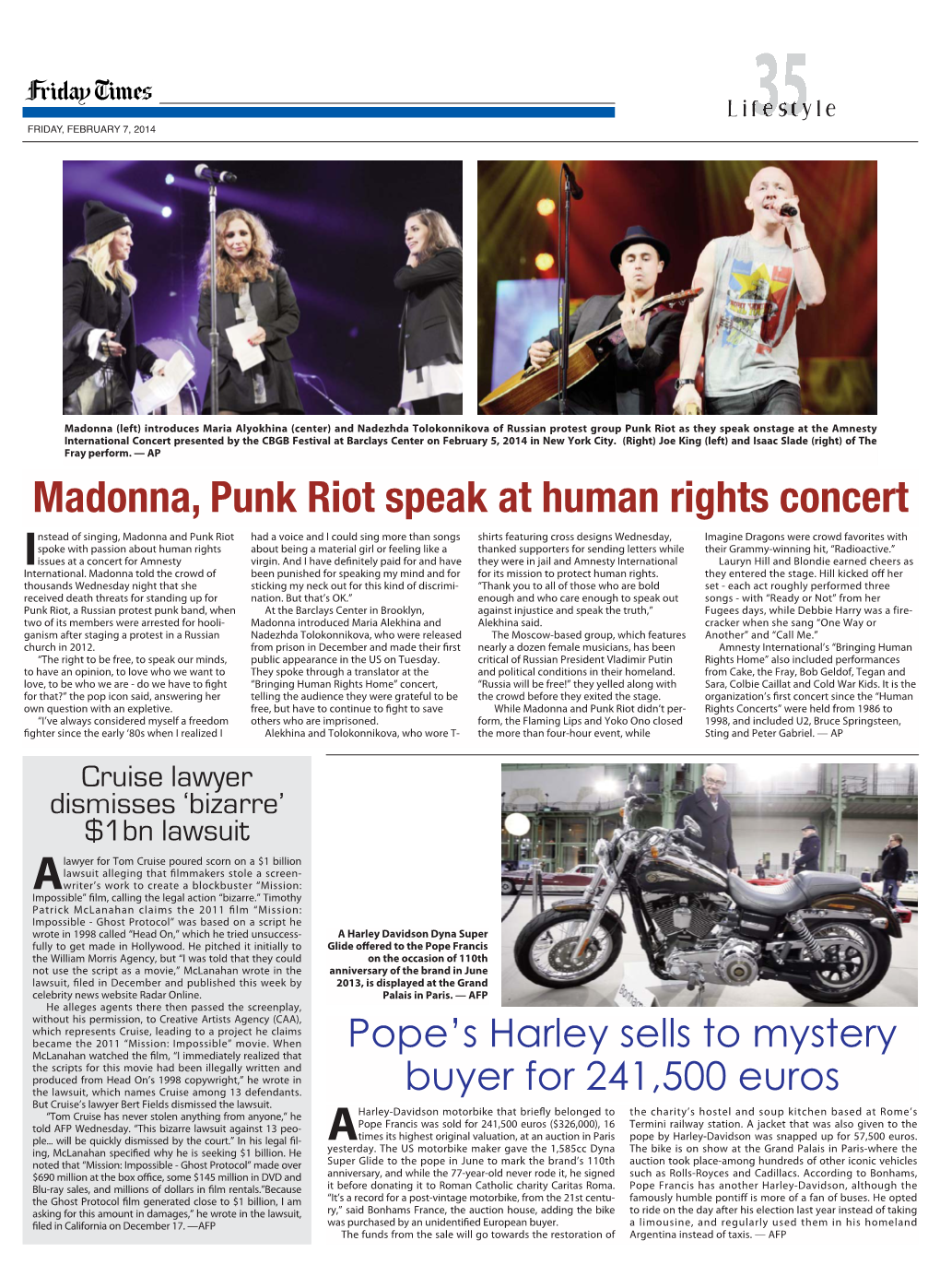 Madonna, Punk Riot Speak at Human Rights Concert