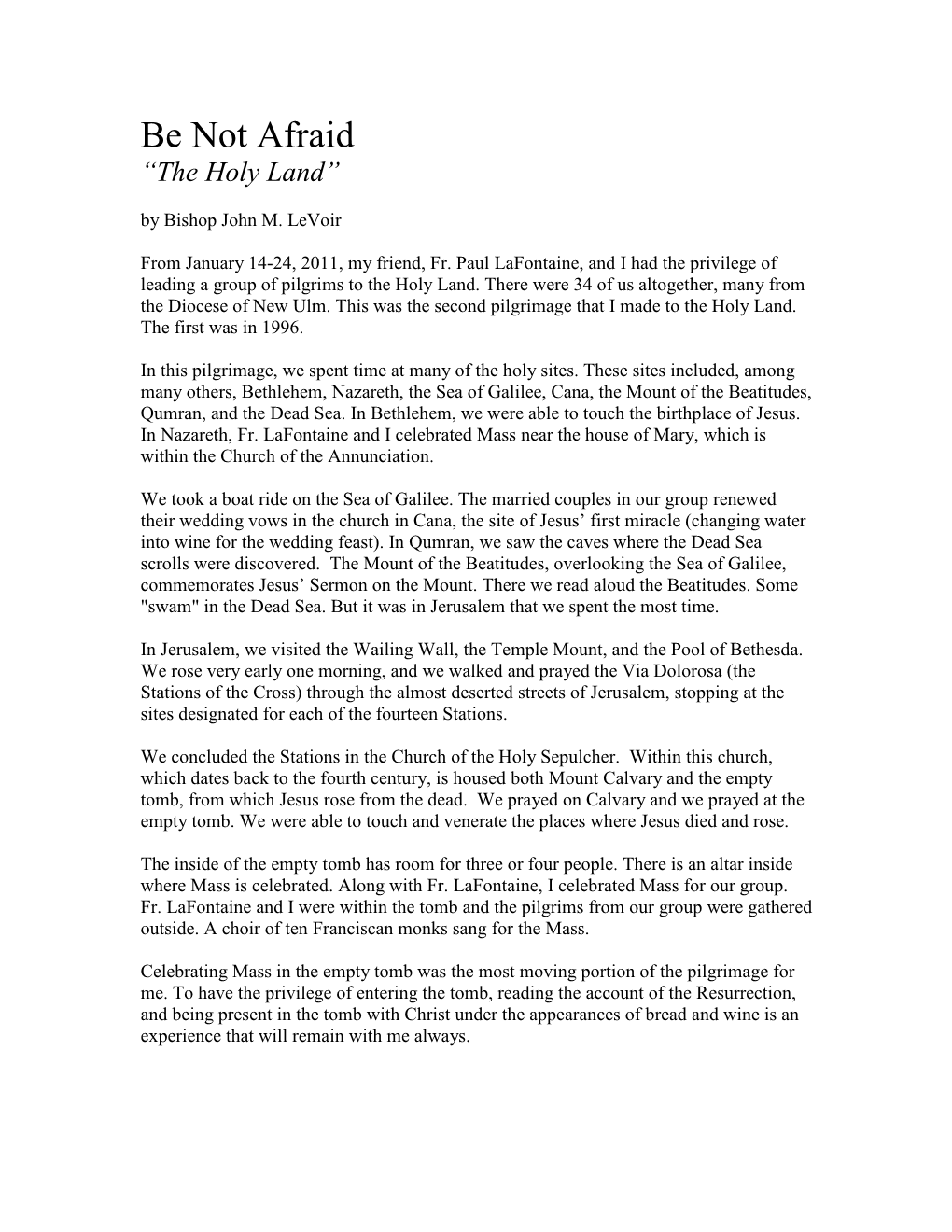 The Holy Land” by Bishop John M