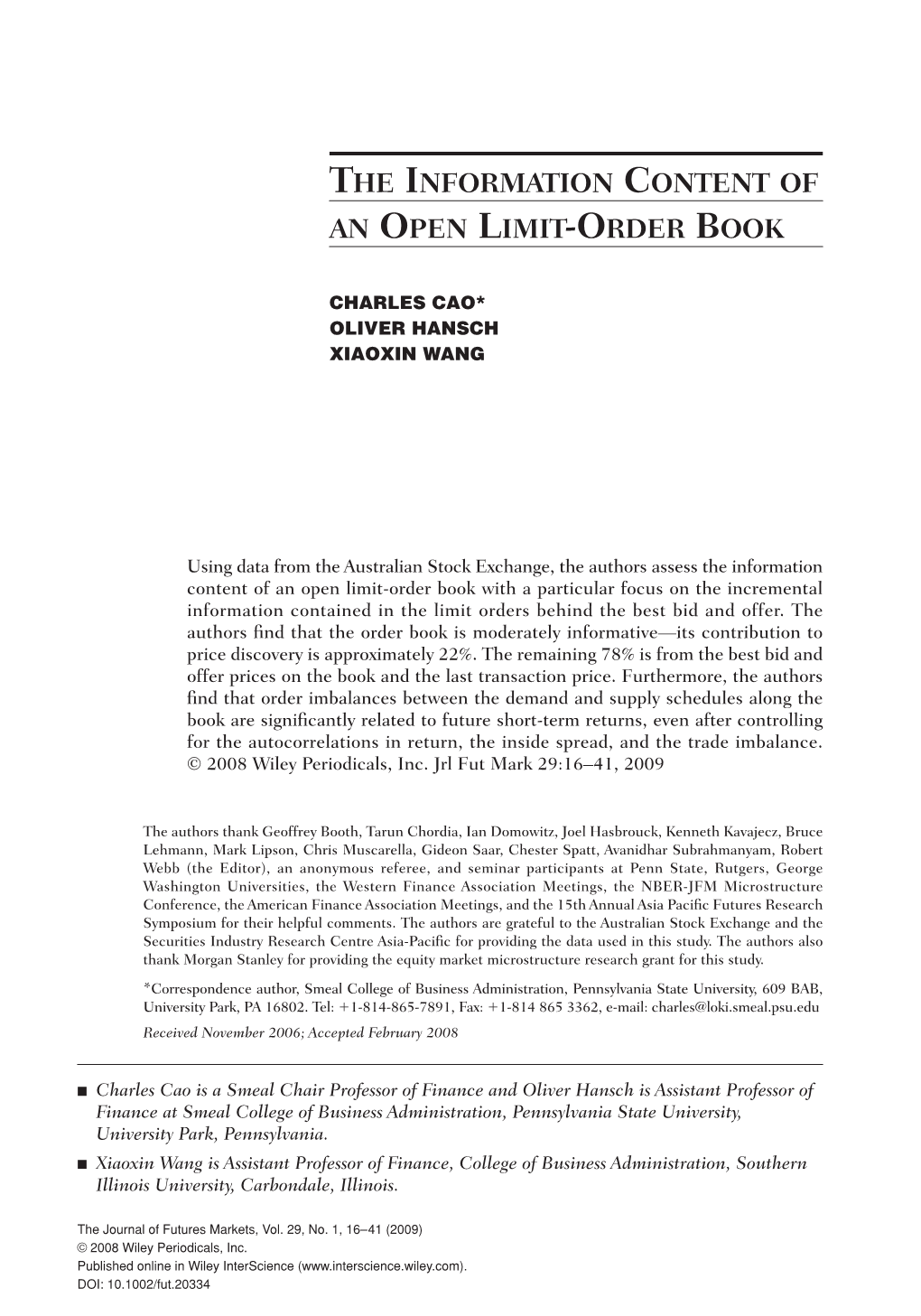 The Information Content of an Open Limit-Order Book