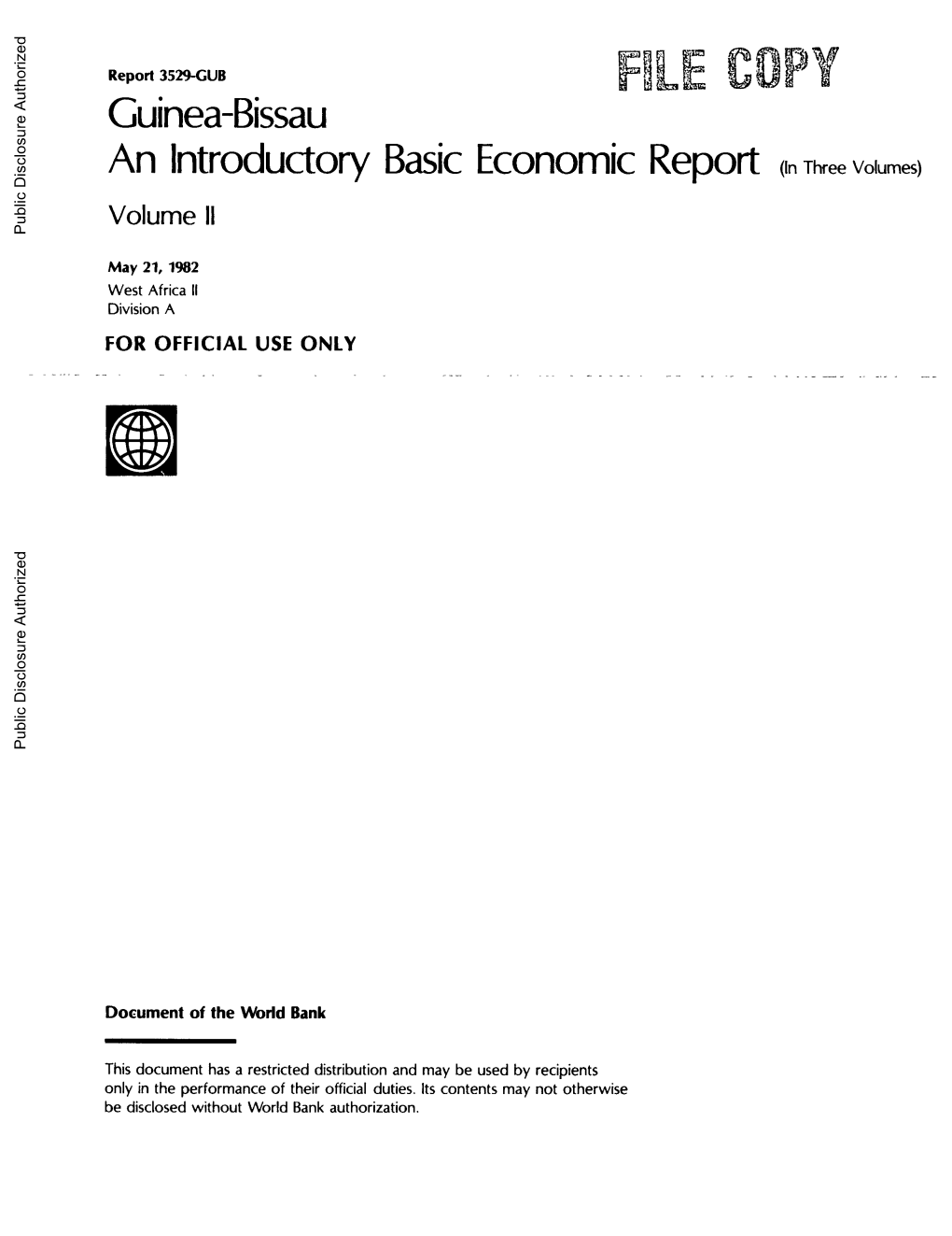 Guinea-Bissau an Introductory Basic Economic Report (Inthree Volumes) Volume 11 Public Disclosure Authorized