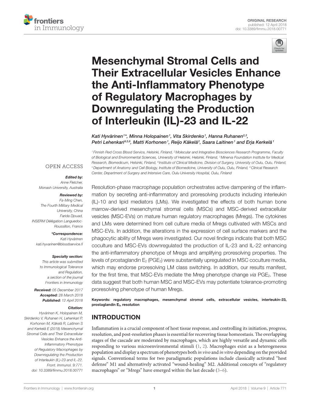 Mesenchymal Stromal Cells