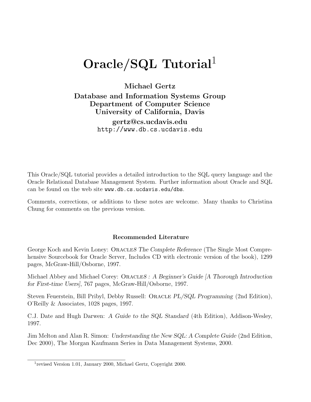 Oracle/SQL Tutorial1