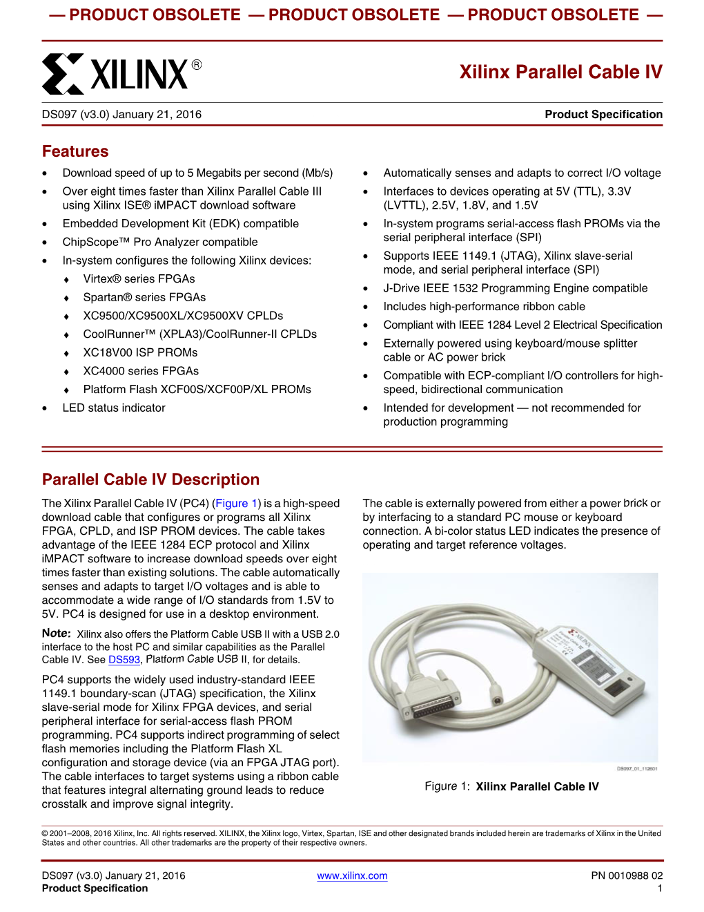 Xilinx Parallel Cable IV Data Sheet