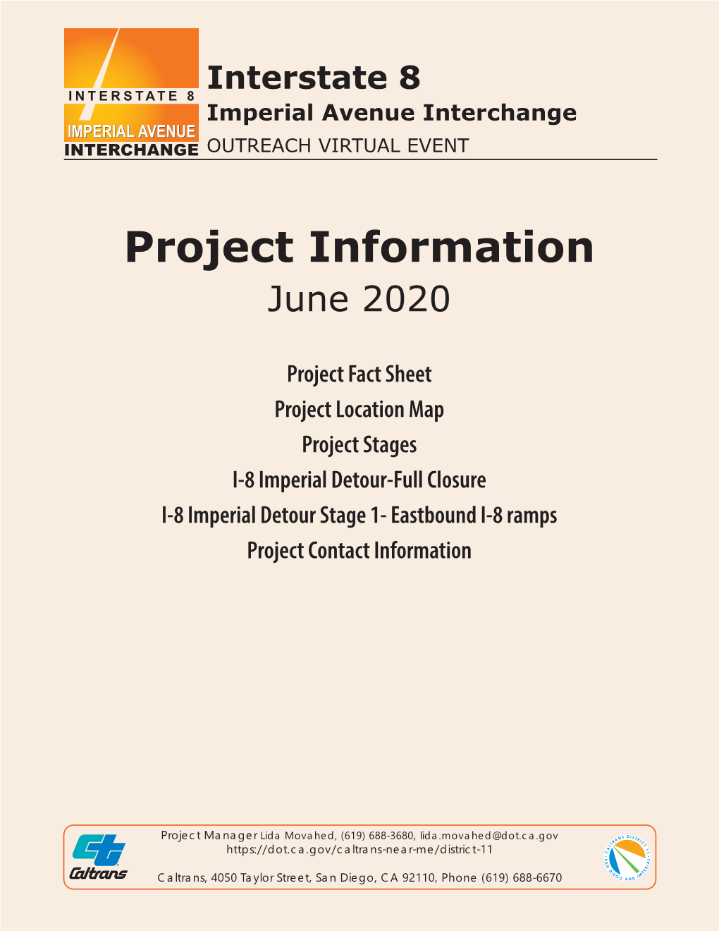 Interstate 8 Imperial Avenue Interchange OUTREACH VIRTUAL EVENT