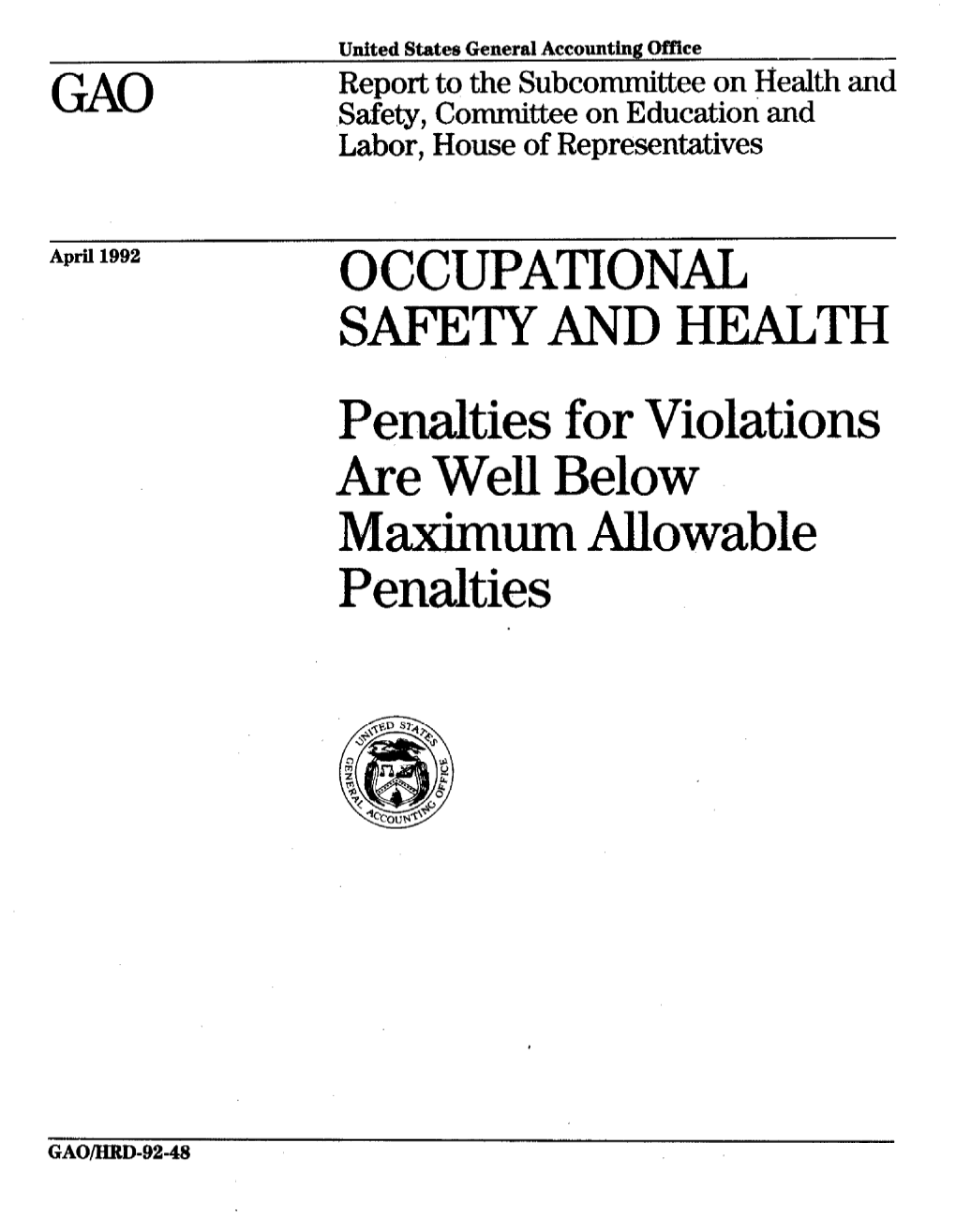 HRD-92-48 Occupational Safety and Health